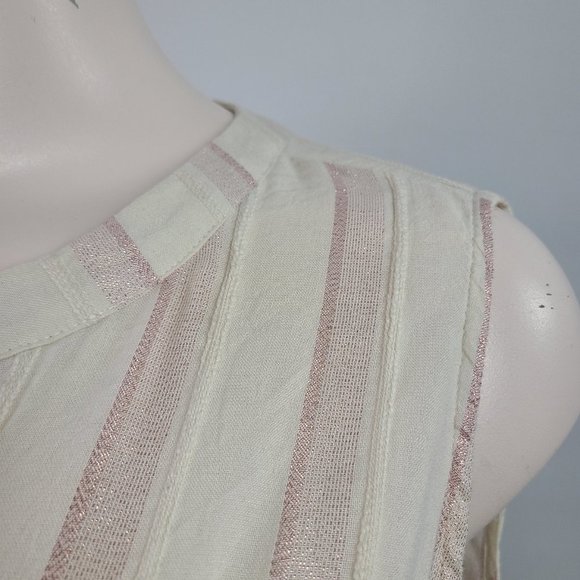 LANE Bryant Cream Pink Cotton Metallic Sleeveless Top Size 28 - Picture 3 of 15